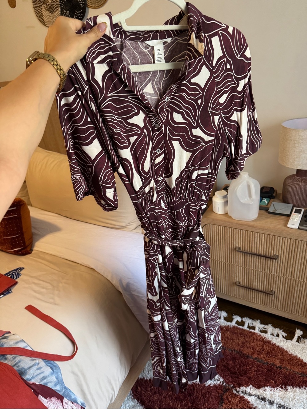 H&M maxi floral burgundy dress size M